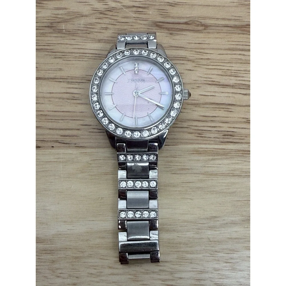 Fossil ES-2189 Women's Watch 34mm Crystal Silver‎ Tone Pink Dial